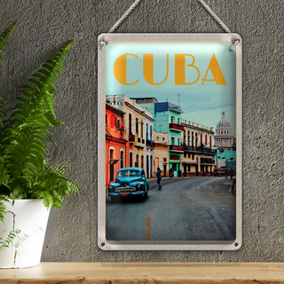 Blechschild Reise 20x30cm Cuba Karibik Stadtzentrum Stadt