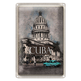Blechschild Reise 20x30cm Cuba Karibik Gemälde Oldtimer
