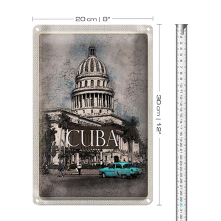 Blechschild Reise 20x30cm Cuba Karibik Gemälde Oldtimer