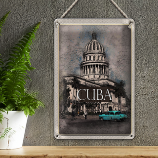 Blechschild Reise 20x30cm Cuba Karibik Gemälde Oldtimer