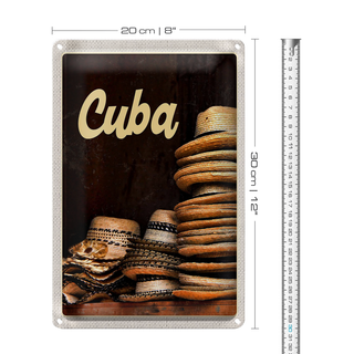 Blechschild Reise 20x30cm Cuba Karibik Hut Urlaub Ferien