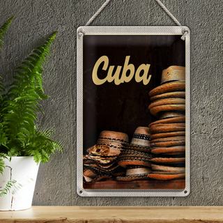 Blechschild Reise 20x30cm Cuba Karibik Hut Urlaub Ferien