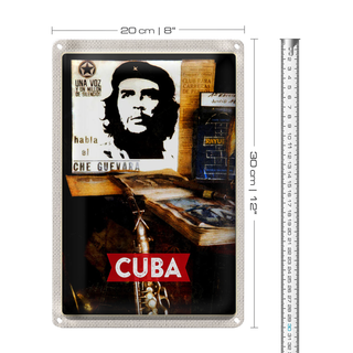 Blechschild Reise 20x30cm Cuba Karibik Che Guevara Demokratie