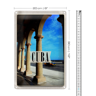 Blechschild Reise 20x30cm  Cuba Karibik  Straße Auto Gemälde