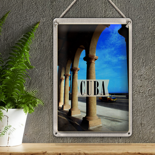 Blechschild Reise 20x30cm  Cuba Karibik  Straße Auto Gemälde