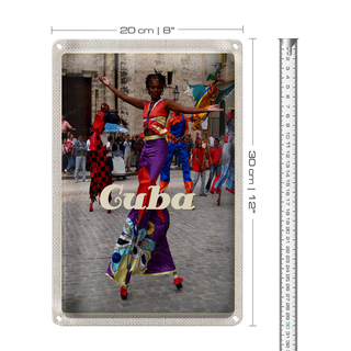 Blechschild Reise 20x30cm Cuba Karibik Afro tanz Festival bunt