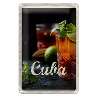 Blechschild Reise 20x30cm Cuba Karibik Cocktail Limette Minze