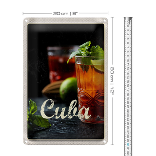 Blechschild Reise 20x30cm Cuba Karibik Cocktail Limette Minze