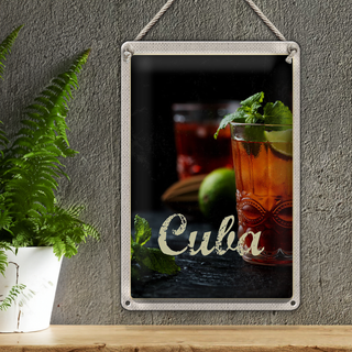 Blechschild Reise 20x30cm Cuba Karibik Cocktail Limette Minze