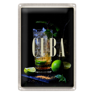 Blechschild Reise 20x30cm Cuba Karibik Cocktail Limette tinsign