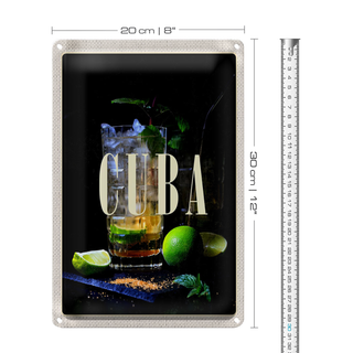 Blechschild Reise 20x30cm Cuba Karibik Cocktail Limette tinsign