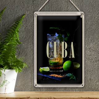 Blechschild Reise 20x30cm Cuba Karibik Cocktail Limette tinsign