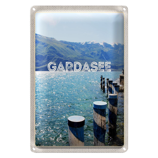 Blechschild Reise 20x30cm Gardasee Italien See Gebirge Reise