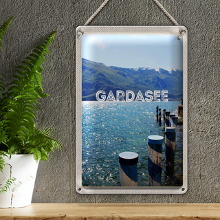 Blechschild Reise 20x30cm Gardasee Italien See Gebirge Reise