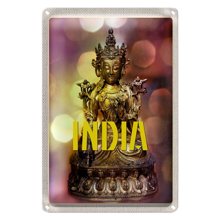 Blechschild Reise 20x30cm Indien Skulptur Buddhistische Göttin