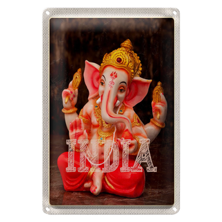 Blechschild Reise 20x30cm Indien Skulptur Ganesha Gott Hindu