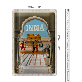 Blechschild Reise 20x30cm Indien Goldener Tempel Amritsar