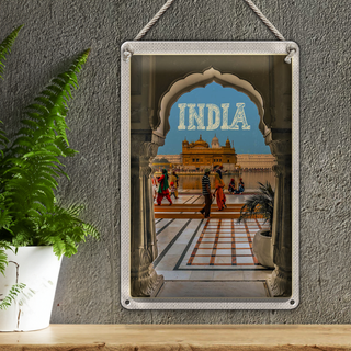 Blechschild Reise 20x30cm Indien Goldener Tempel Amritsar