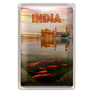 Blechschild Reise 20x30cm Indien Tempel Amritsar Heilliger See