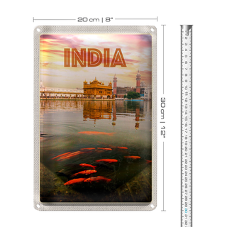 Blechschild Reise 20x30cm Indien Tempel Amritsar Heilliger See