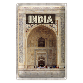 Blechschild Reise 20x30cm Indien Moschee Eingang Islam Menschen
