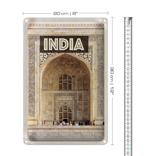Blechschild Reise 20x30cm Indien Moschee Eingang Islam Menschen