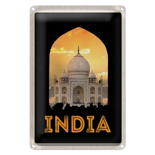 Blechschild Reise 20x30cm Indien weiße Moschee Religion Islam