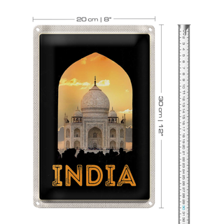 Blechschild Reise 20x30cm Indien weiße Moschee Religion Islam