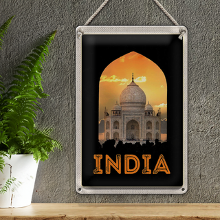 Blechschild Reise 20x30cm Indien weiße Moschee Religion Islam