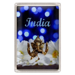 Blechschild Reise 20x30cm Indien Skulptur Elefant Ganesha Hindu