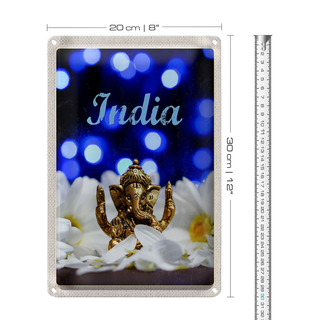Blechschild Reise 20x30cm Indien Skulptur Elefant Ganesha Hindu