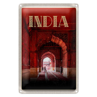 Blechschild Reise 20x30cm Indien Inner Moschee rot beten Islam