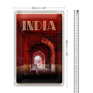 Blechschild Reise 20x30cm Indien Inner Moschee rot beten Islam