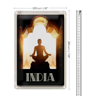 Blechschild Reise 20x30cm Indien Gemälde Meditieren Entspannung