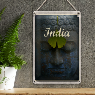 Blechschild Reise 20x30cm Indien Kopf Hindu Gott Blatt Gemälde