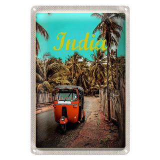 Blechschild Reise 20x30cm Indien Straße Tuk Tuk Taxi Asien