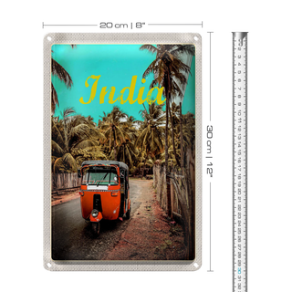 Blechschild Reise 20x30cm Indien Straße Tuk Tuk Taxi Asien