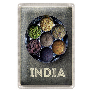 Blechschild Reise 20x30cm Indien Gewürze Fennel Cardamom Anise
