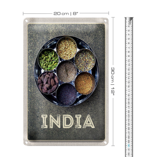 Blechschild Reise 20x30cm Indien Gewürze Fennel Cardamom Anise