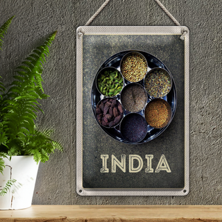 Blechschild Reise 20x30cm Indien Gewürze Fennel Cardamom Anise