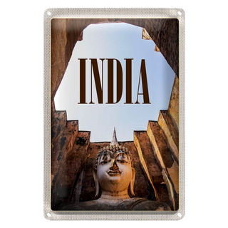 Blechschild Reise 20x30cm Indien Sehenswürdigkeiten Skulptur
