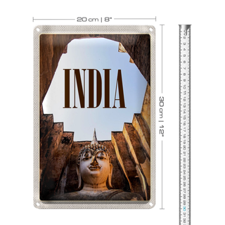 Blechschild Reise 20x30cm Indien Sehenswürdigkeiten Skulptur