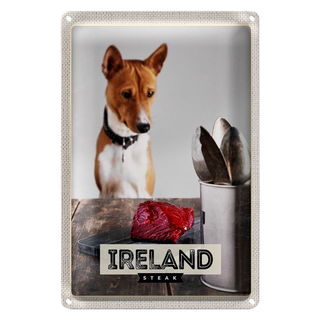 Blechschild Reise 20x30cm Irland Europa Steak Hund Insel