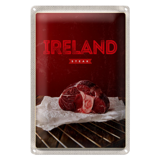Blechschild Reise 20x30cm Irland bestes rotes Steak im Ofen