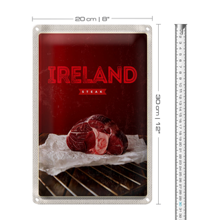 Blechschild Reise 20x30cm Irland bestes rotes Steak im Ofen