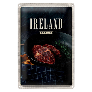 Blechschild Reise 20x30cm Irland Steak angebraten Pfeffer