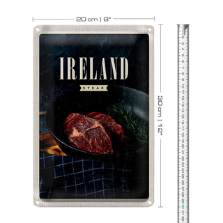 Blechschild Reise 20x30cm Irland Steak angebraten Pfeffer