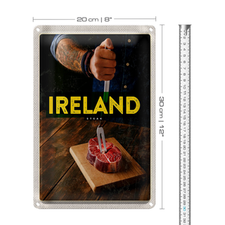 Blechschild Reise 20x30cm Irland irländisches Hereford Steak