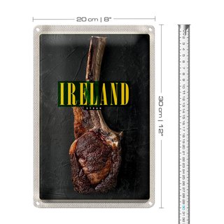 Blechschild Reise 20x30cm Irland Irisches Anbus Tomahawk Steak