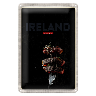 Blechschild Reise 20x30cm Irland Fleisch Steack Gabel